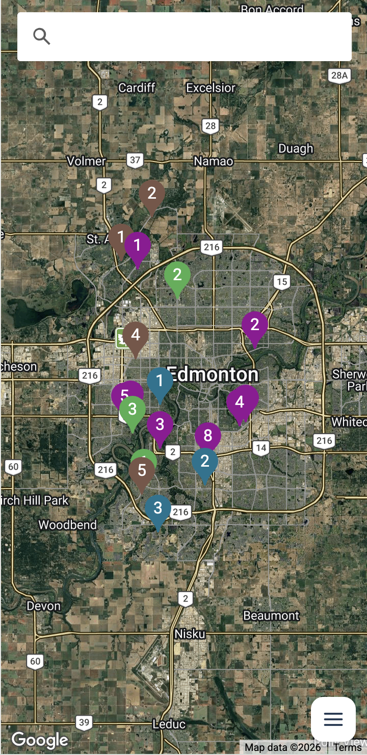Work grouped and colour-coded on the map