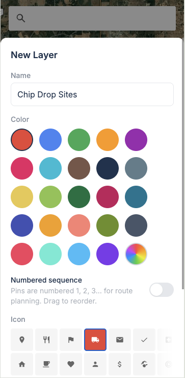 Create a custom layer with your own colour and icon