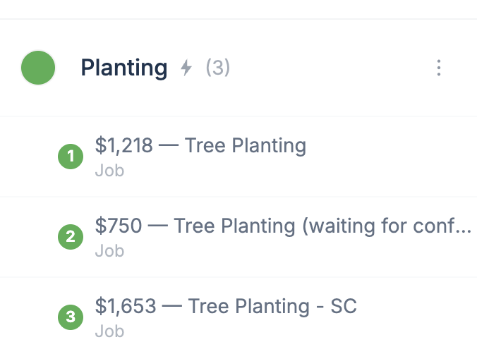 The Planting layer grouping its jobs and values
